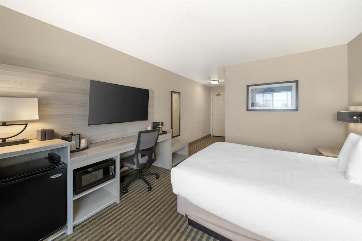 1 bedroom, laptop workspace, blackout curtains, iron/ironing board