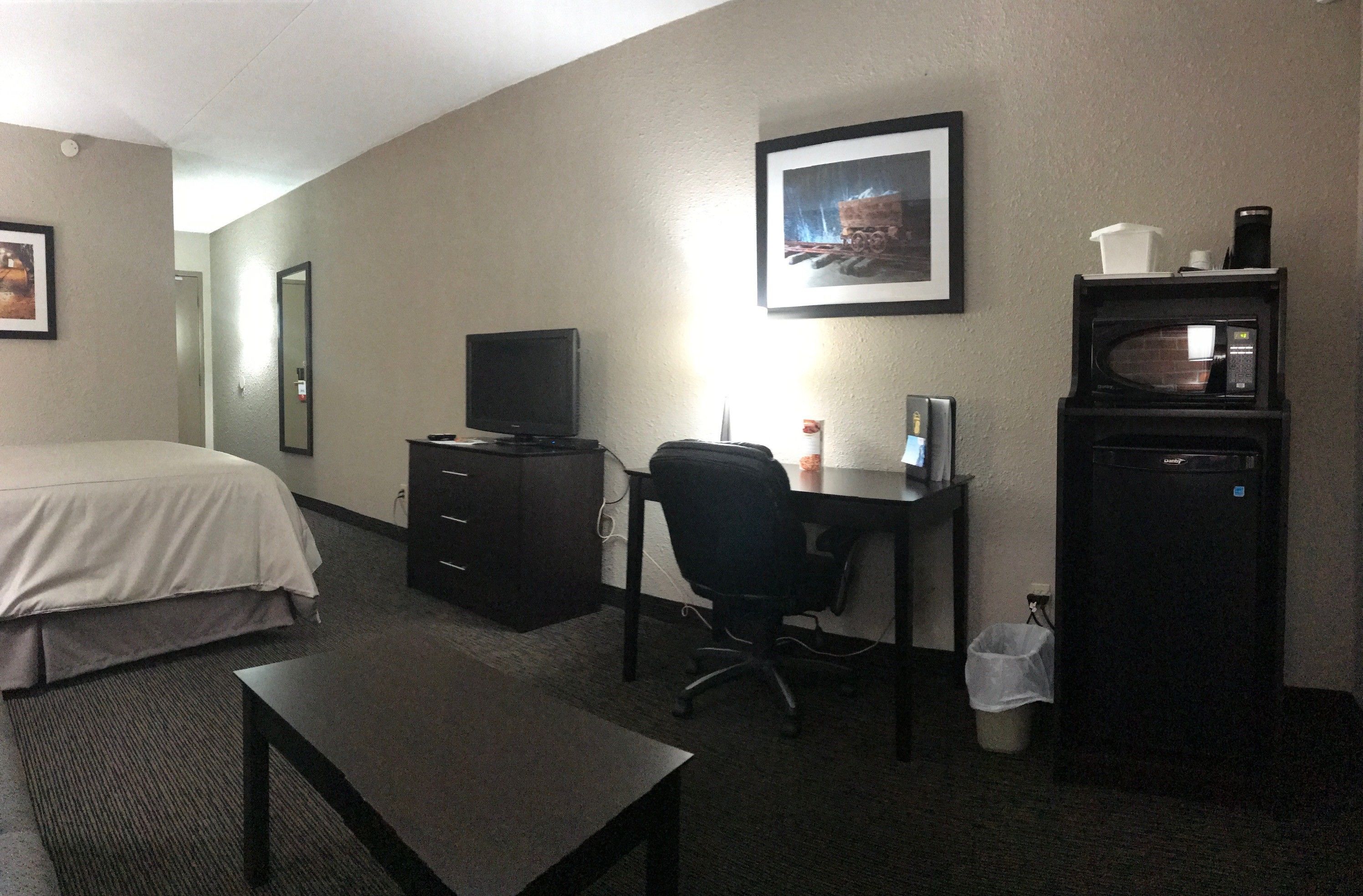 desk, laptop workspace, iron/ironing board, free cots/infant beds