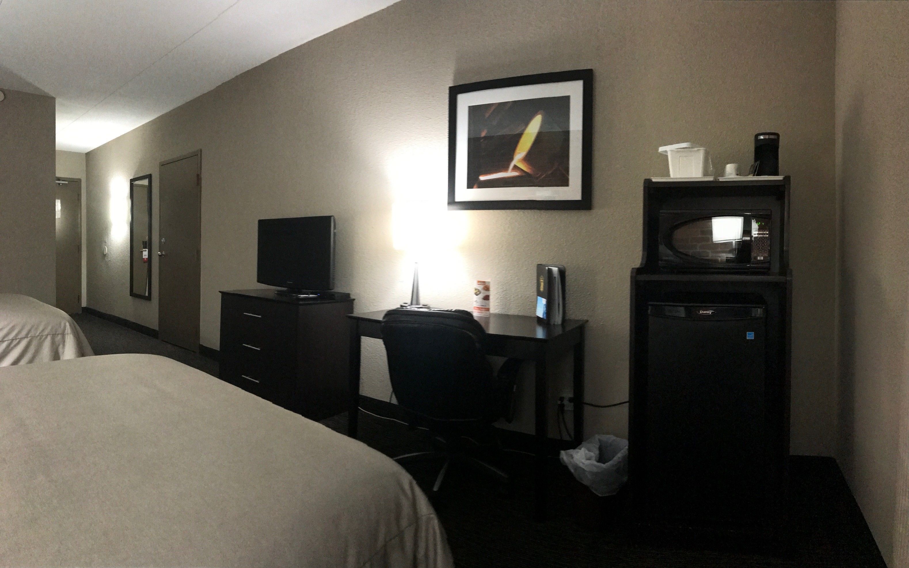 desk, laptop workspace, iron/ironing board, free cots/infant beds