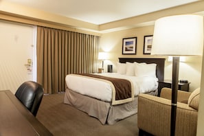 In-room safe, desk, laptop workspace, blackout curtains