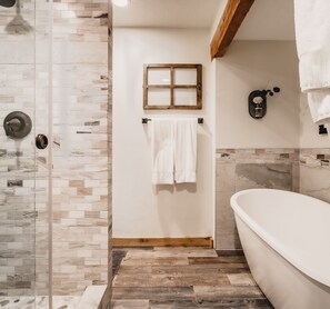 Suite (Mountain) | Bathroom | Designer toiletries, hair dryer, bathrobes, slippers