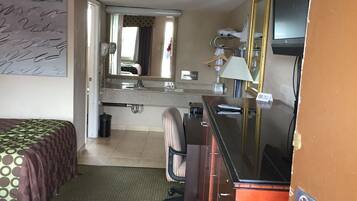 30-inch TV with cable channels, fireplace