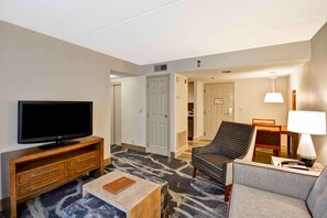 32-inch flat-screen TV with cable channels, TV