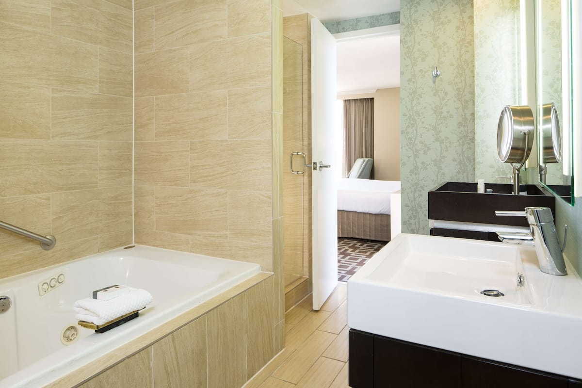 Free toiletries, hair dryer, towels