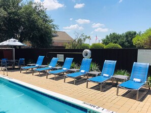 Outdoor pool, sun loungers