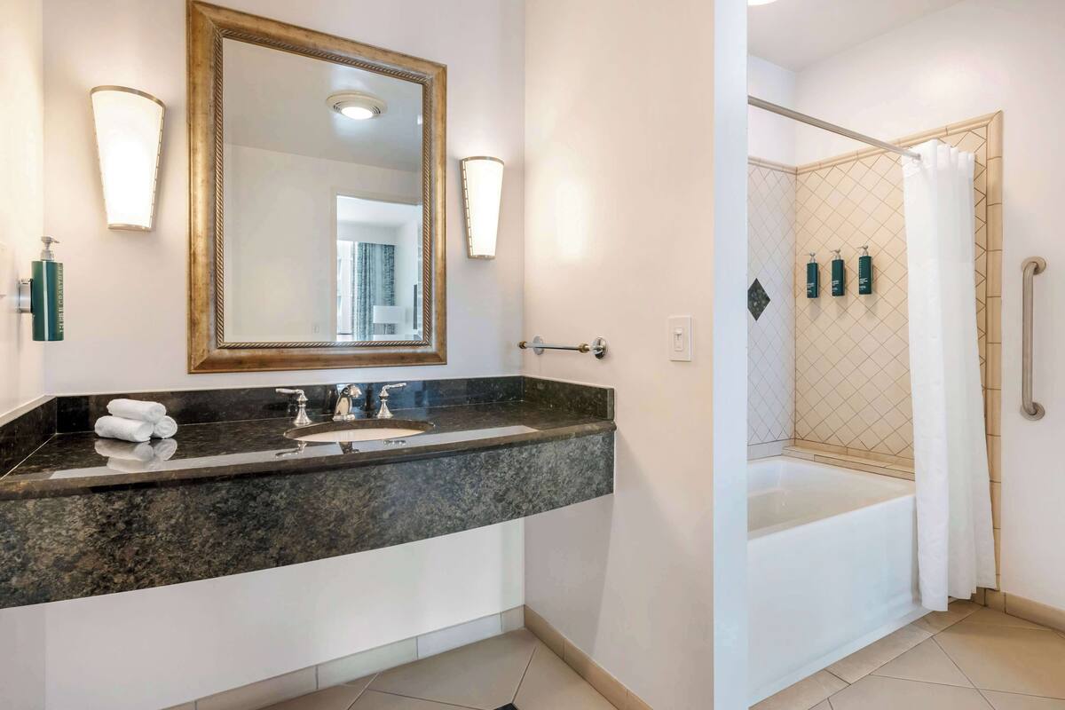 1 bedroom ocean view king suite plus | bathroom | free toiletries, hair dryer, towels, shampoo