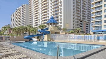 Outdoor pool, sun loungers