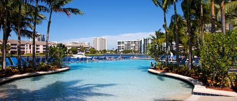 Outdoor pool, pool loungers