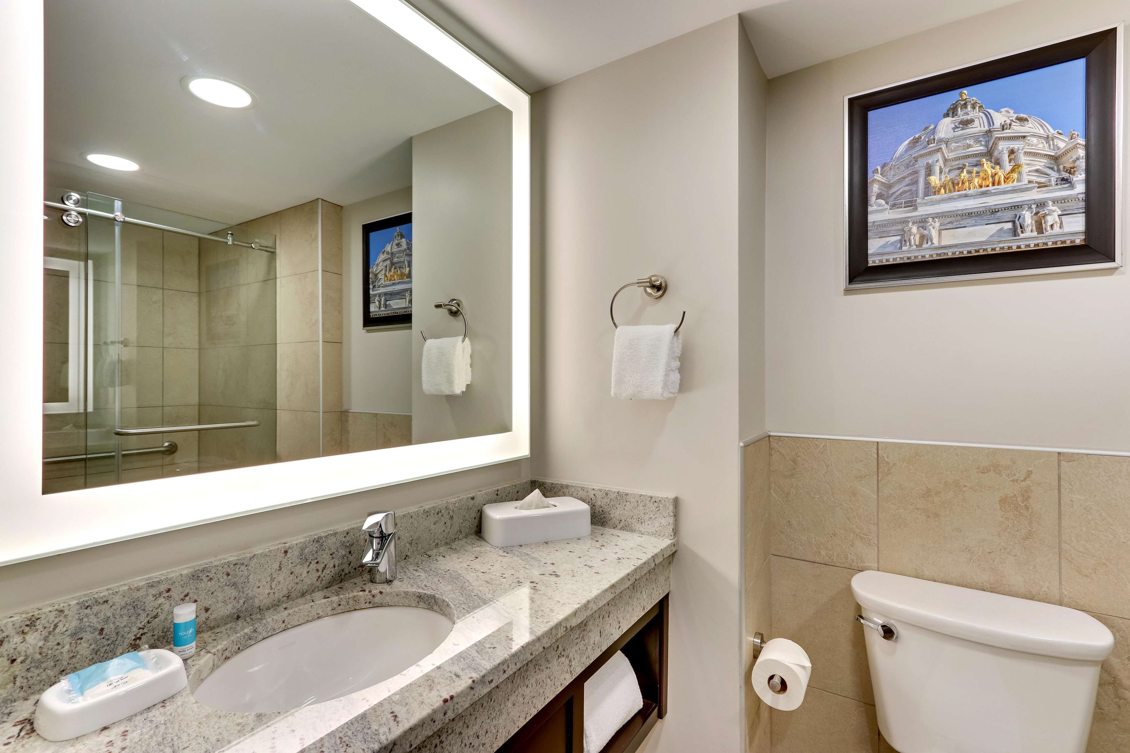 free toiletries, hair dryer, towels