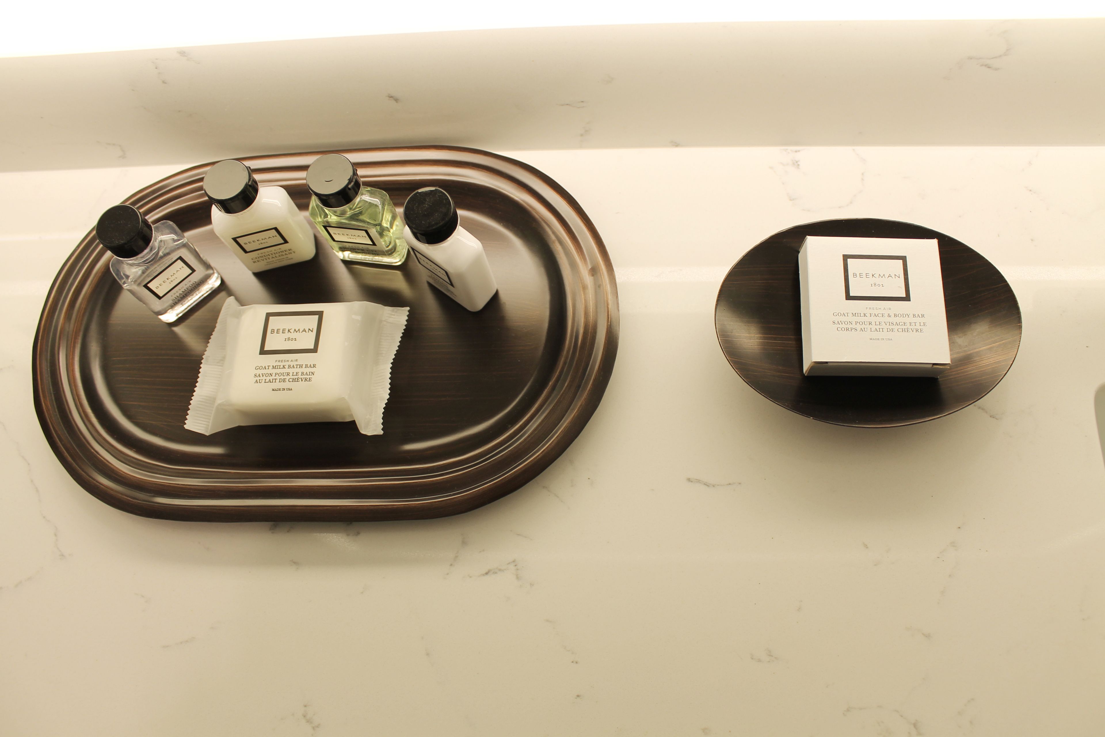 free toiletries, hair dryer, towels