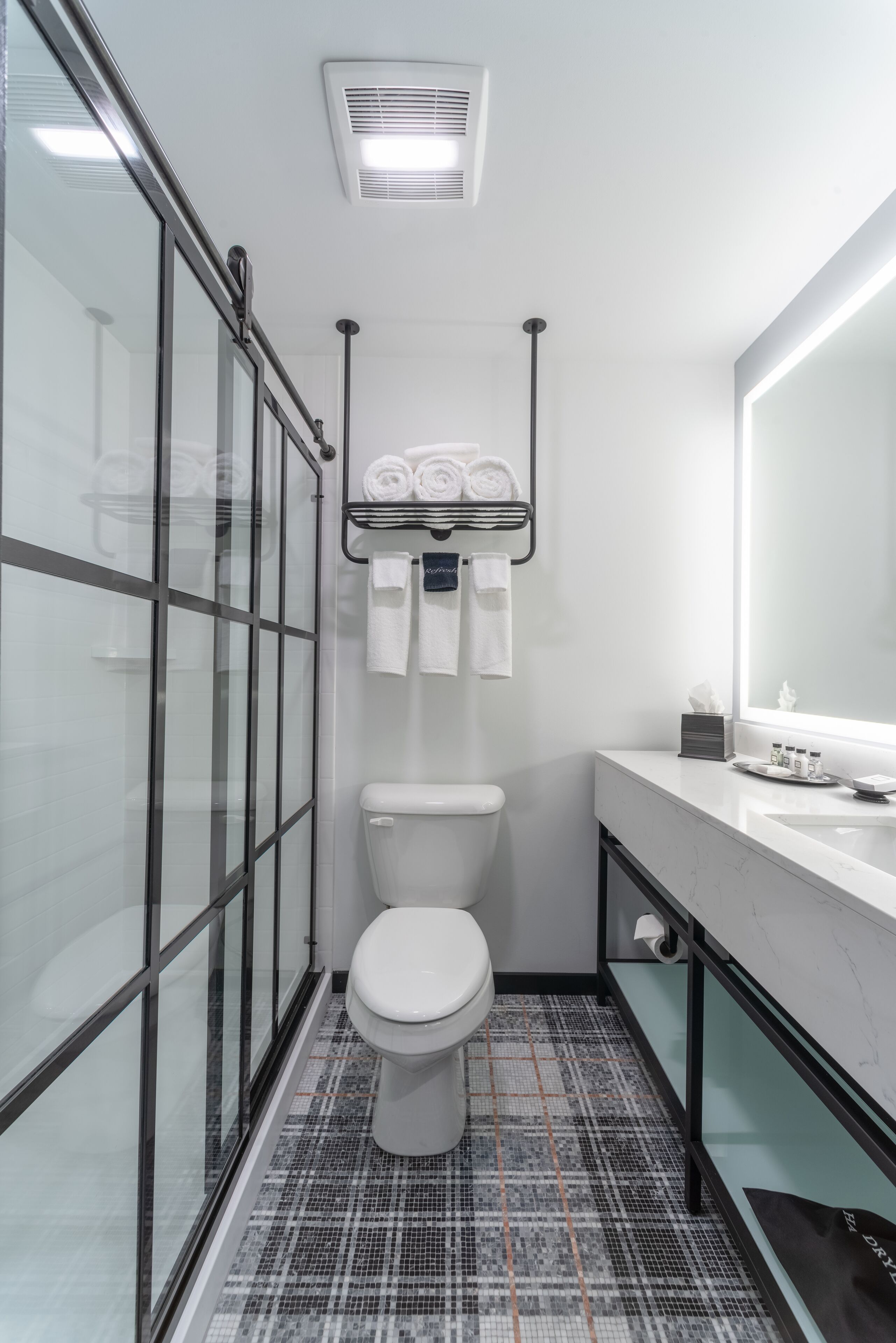 free toiletries, hair dryer, towels