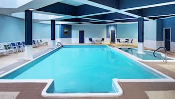 Indoor pool, open 6:00 AM to 9:00 PM, sun loungers