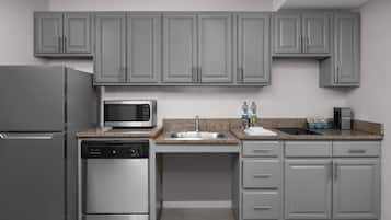 Fridge, microwave, stovetop, dishwasher