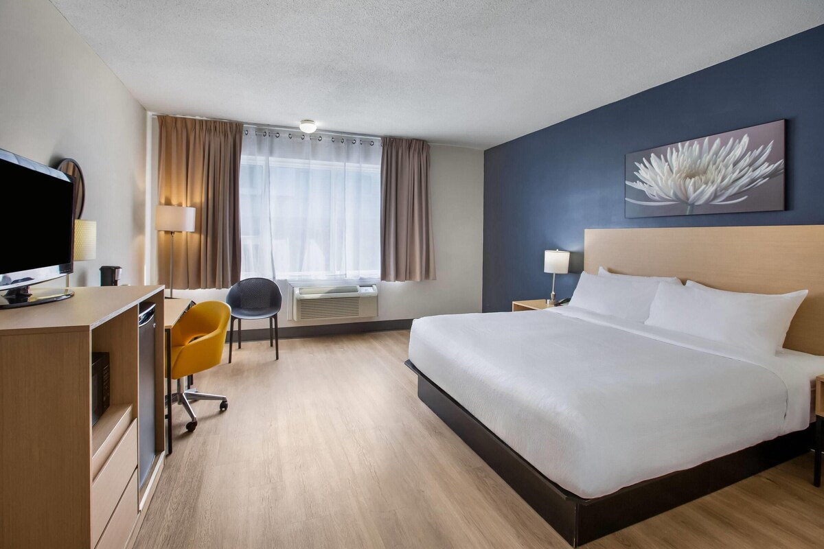 Room, 1 King Bed, Non Smoking (LVT Flooring) | Desk, iron/ironing board, WiFi (free), bed sheets
