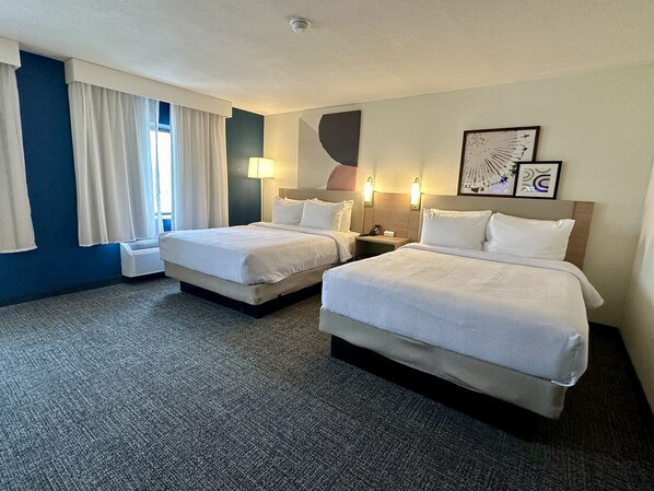 1 bedroom, desk, blackout drapes, iron/ironing board