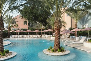 Outdoor pool, open 11:00 AM to 9:00 PM, pool umbrellas, sun loungers