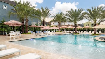 Outdoor pool, open 11:00 AM to 9:00 PM, pool umbrellas, sun loungers