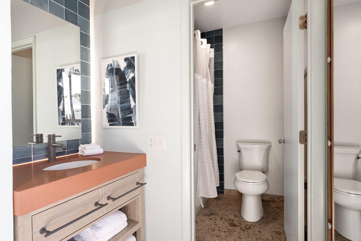 combined shower/bathtub, free toiletries, hair dryer, towels