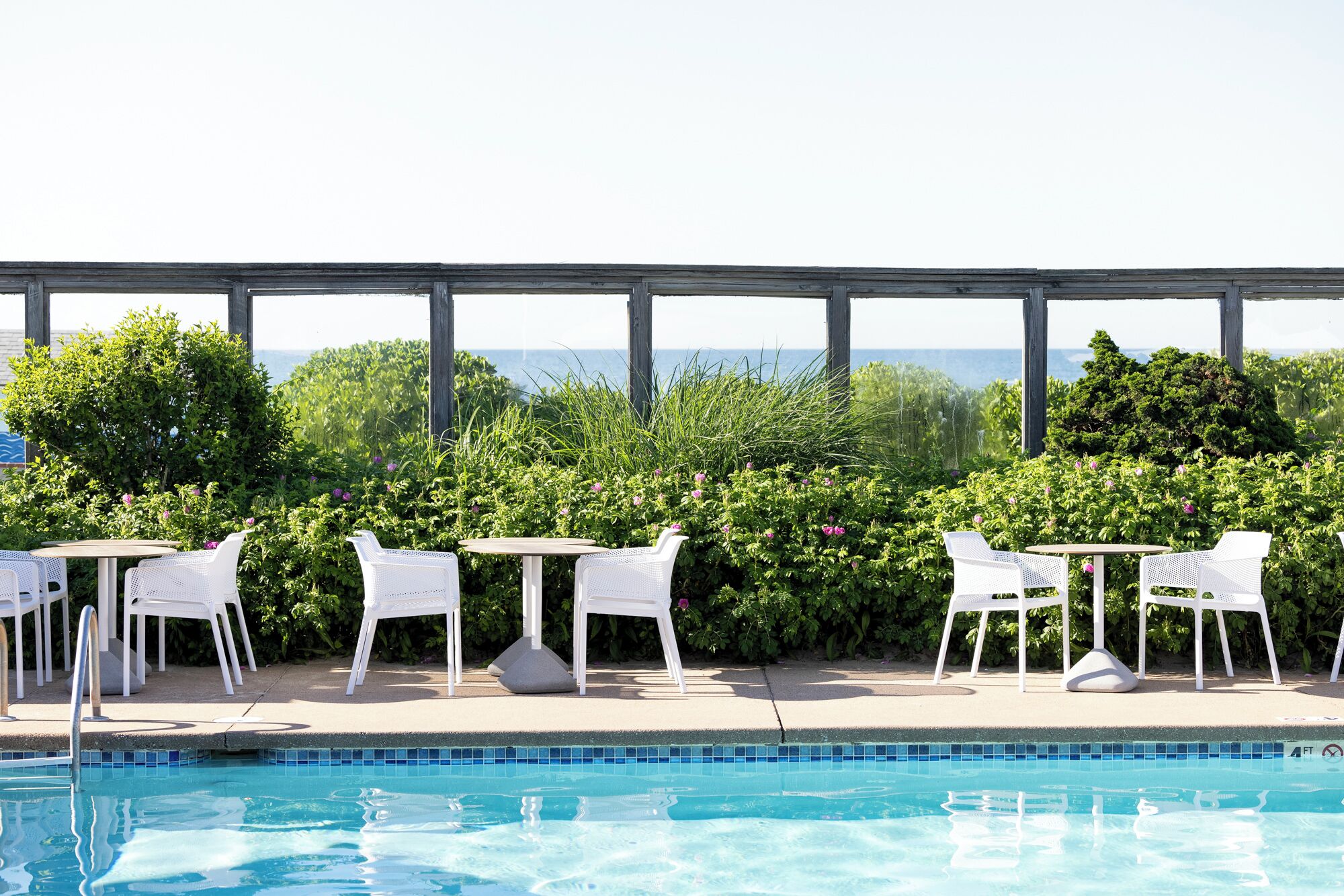 indoor pool, seasonal outdoor pool, pool umbrellas, pool loungers