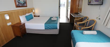 Family Room | Premium bedding, pillowtop beds, desk, blackout drapes