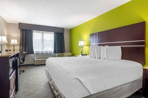 Pillow-top beds, desk, laptop workspace, blackout curtains