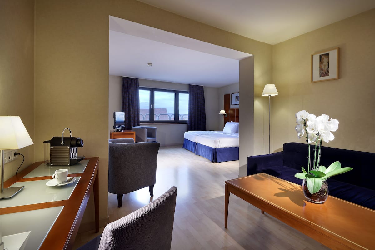 Hypo-allergenic bedding, minibar, in-room safe, desk