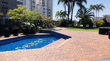 Outdoor pool, pool loungers