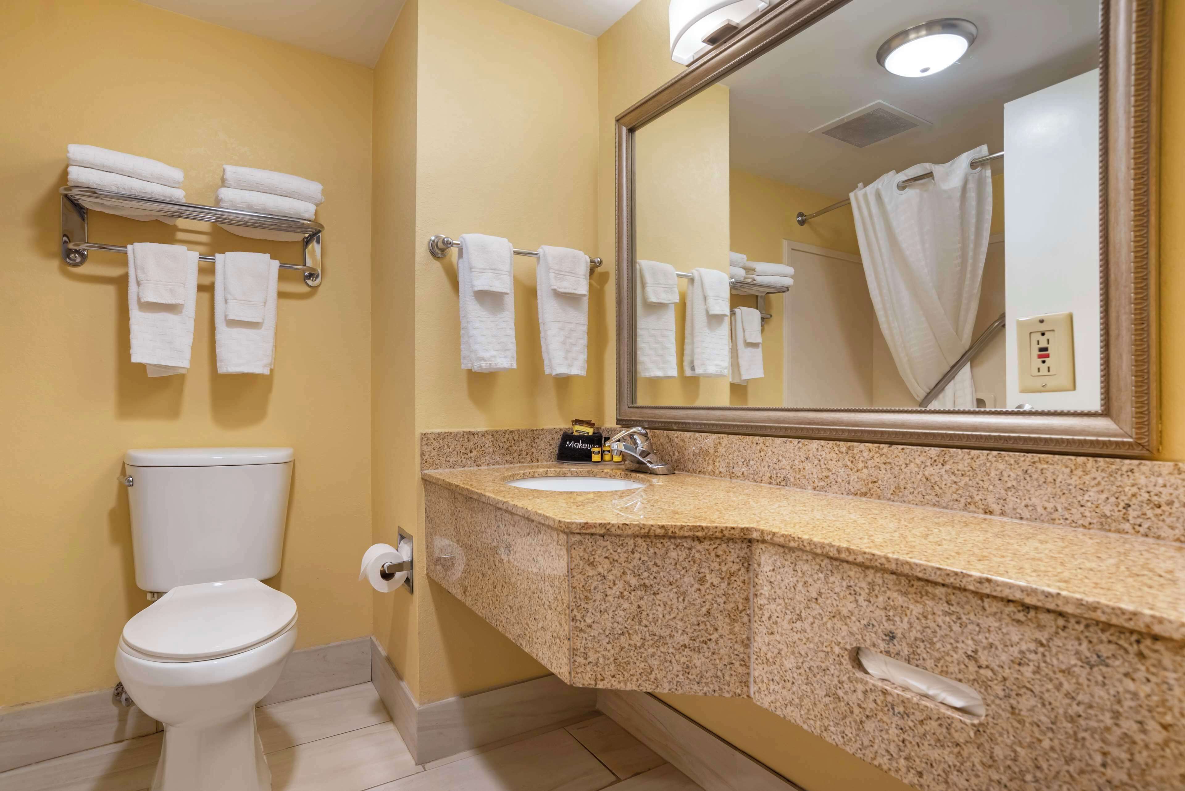 free toiletries, hair dryer, towels