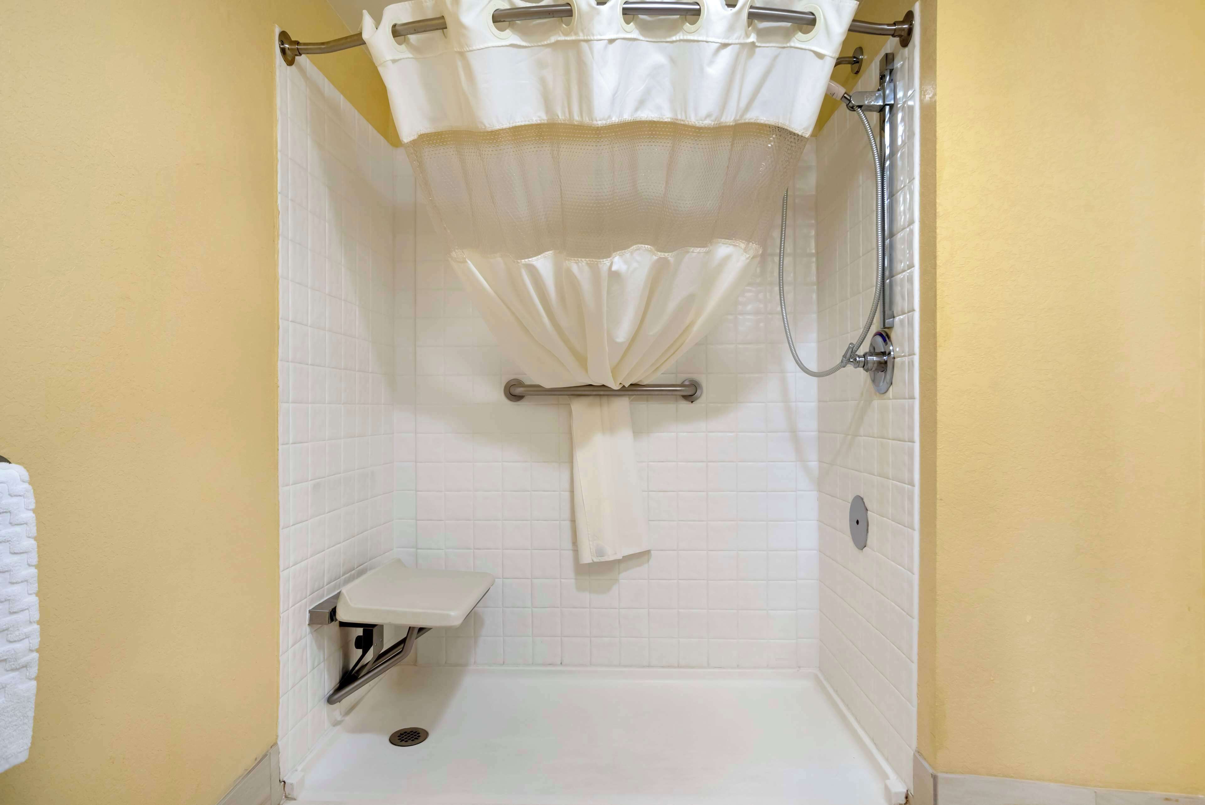 standard room, 1 king bed, accessible, non smoking | bathroom | free toiletries, hair dryer, towels