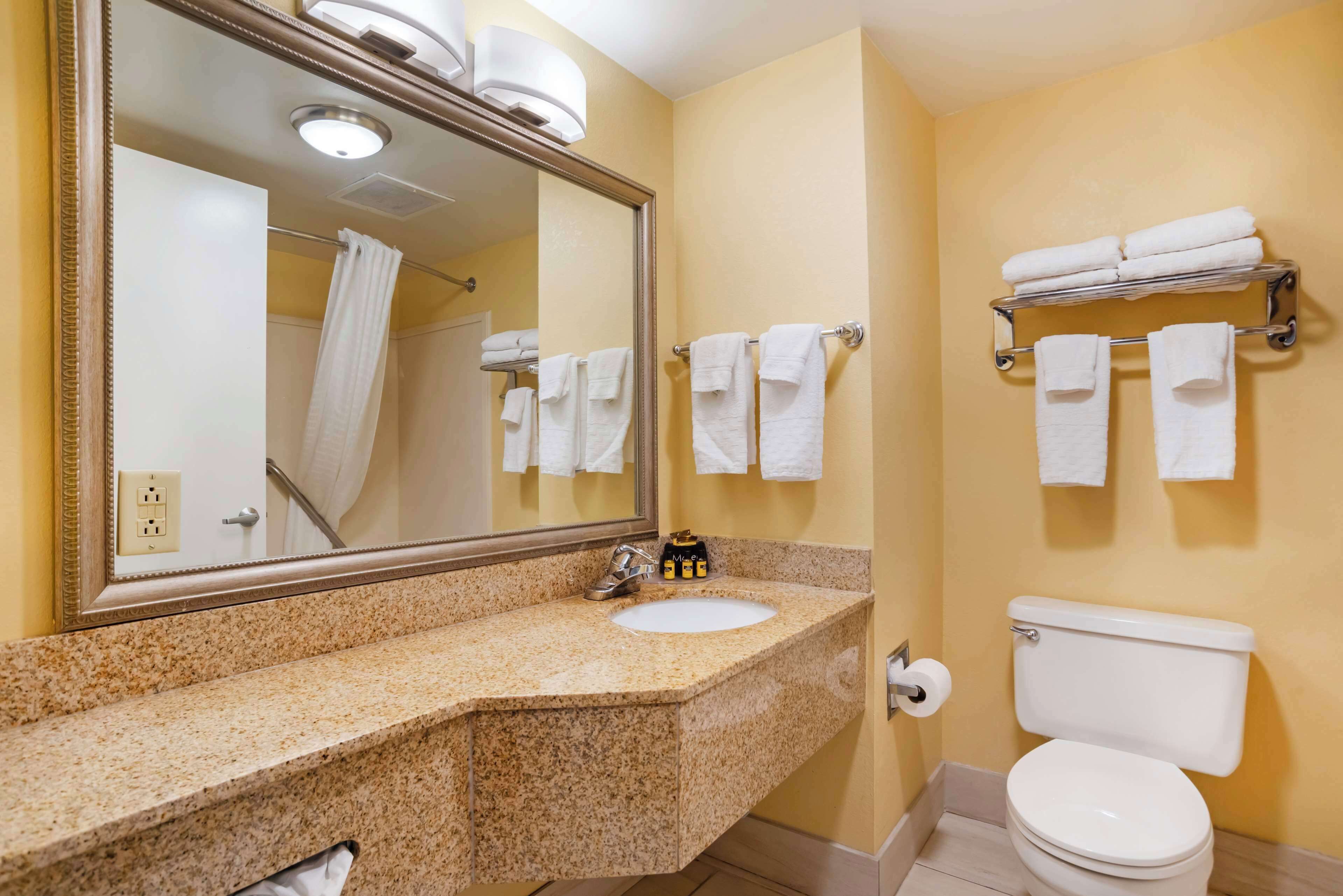 standard room, 1 king bed, non smoking, refrigerator & microwave (with sofabed) | bathroom | free toiletries, hair dryer, towels