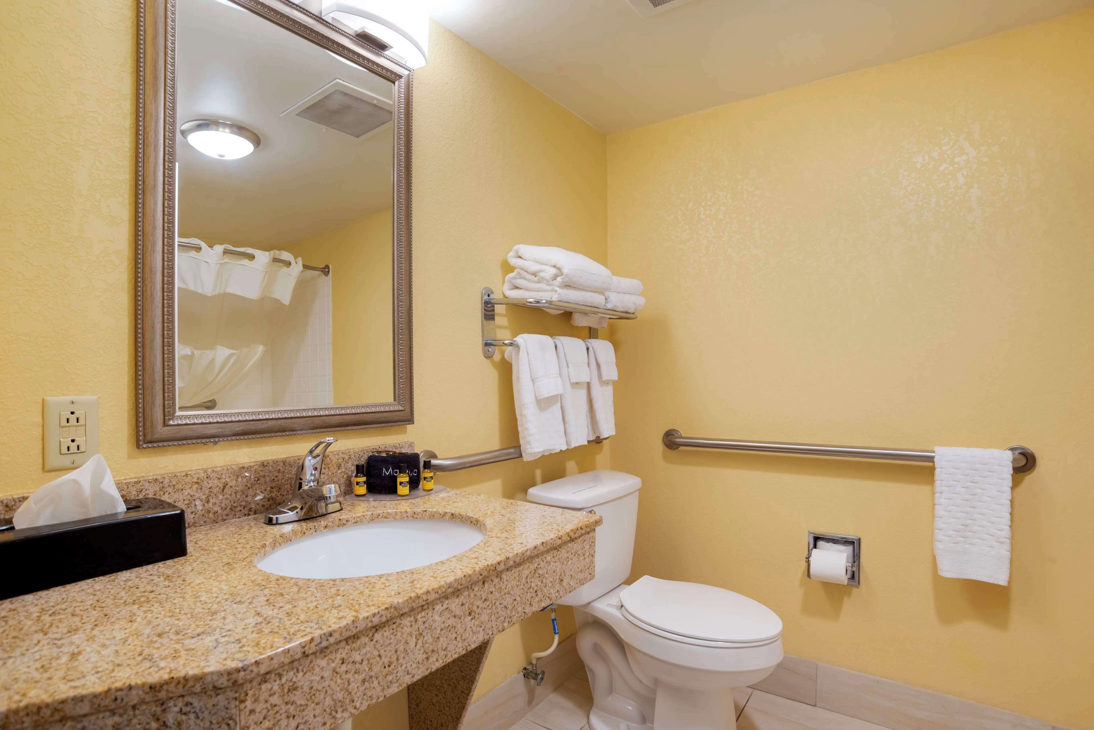 free toiletries, hair dryer, towels