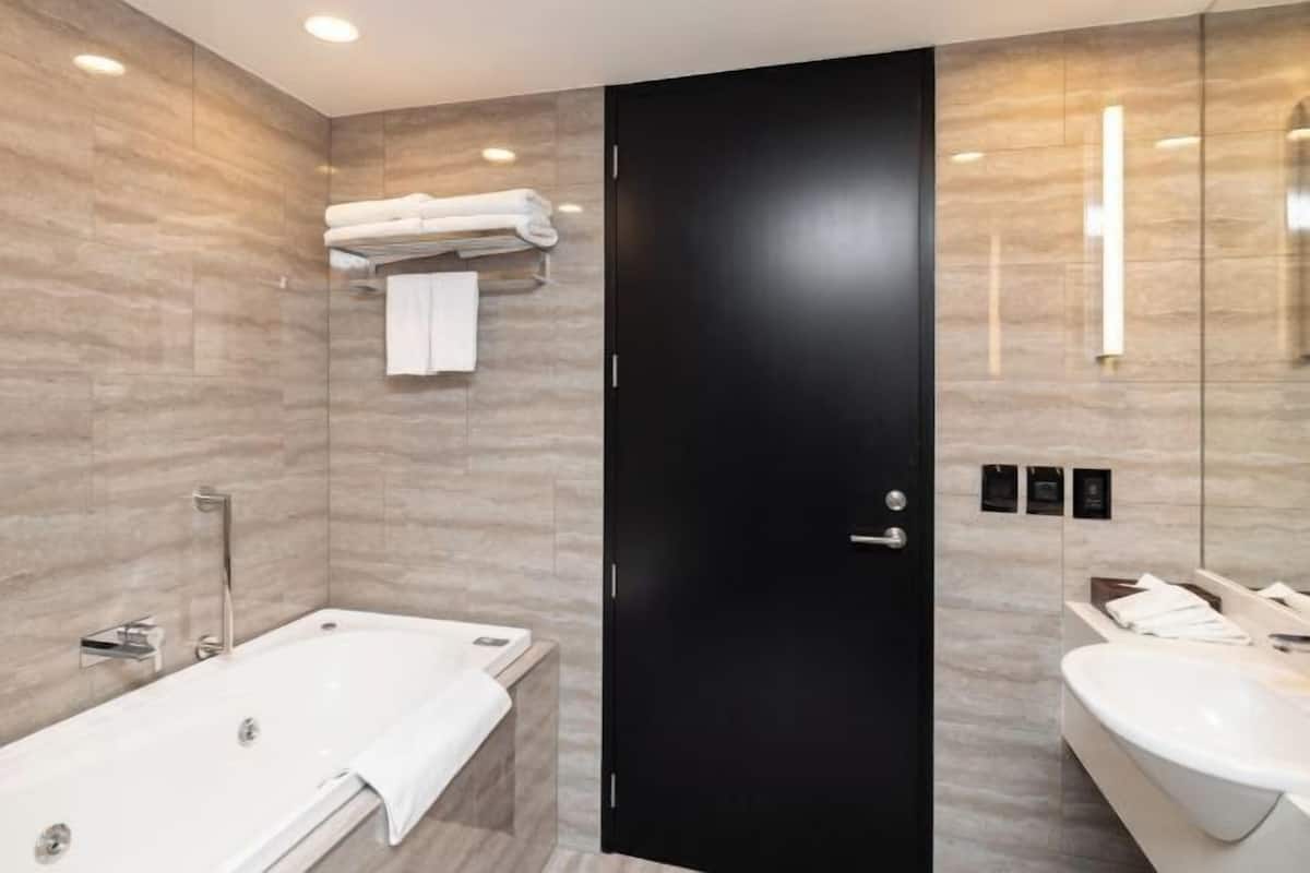 Badezimmer | Dusche, Regendusche, kostenlose Toilettenartikel, Haartrockner