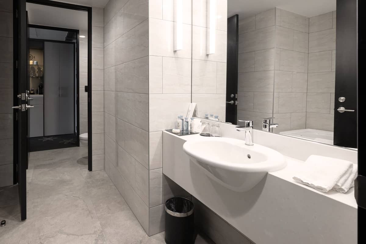 Familienzimmer, 1 Schlafzimmer (King) | Badezimmer | Dusche, Regendusche, kostenlose Toilettenartikel, Haartrockner