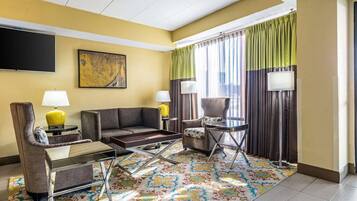 32-inch flat-screen TV with satellite channels, TV