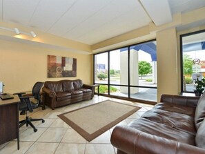 32-inch flat-screen TV with satellite channels, TV