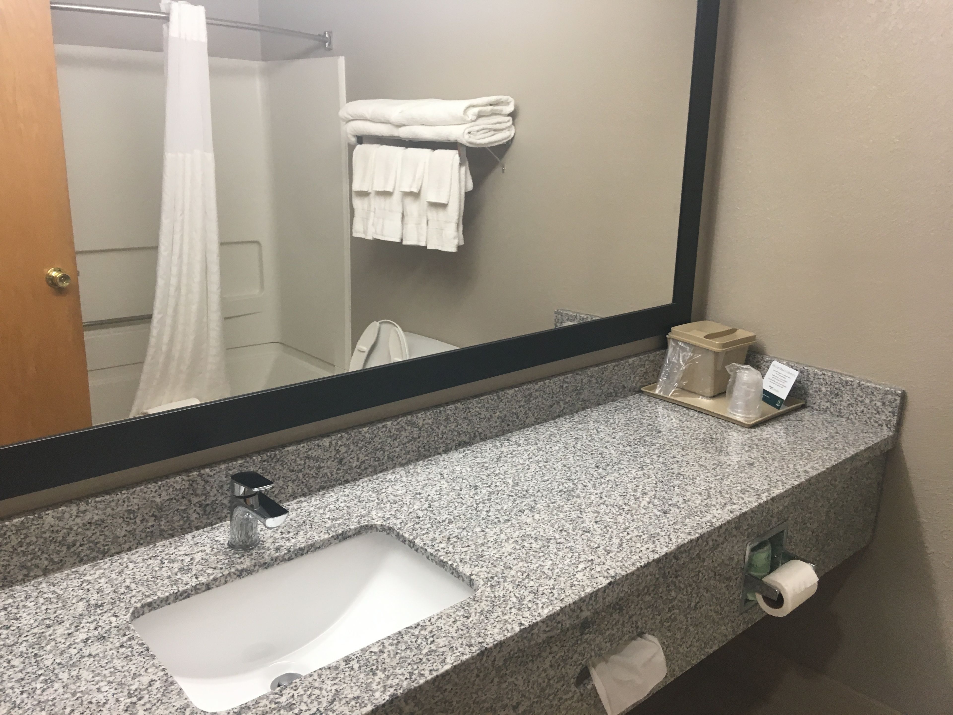 free toiletries, hair dryer, towels