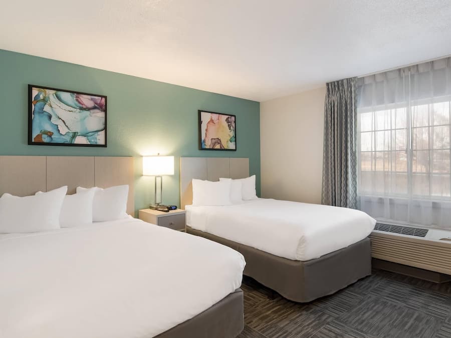 Suite, 2 Double Beds, Non Smoking | Desk, laptop workspace, blackout curtains, iron/ironing board