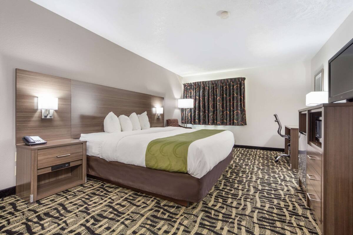Standard Room, 1 King Bed, Non Smoking | Desk, laptop workspace, blackout drapes, iron/ironing board