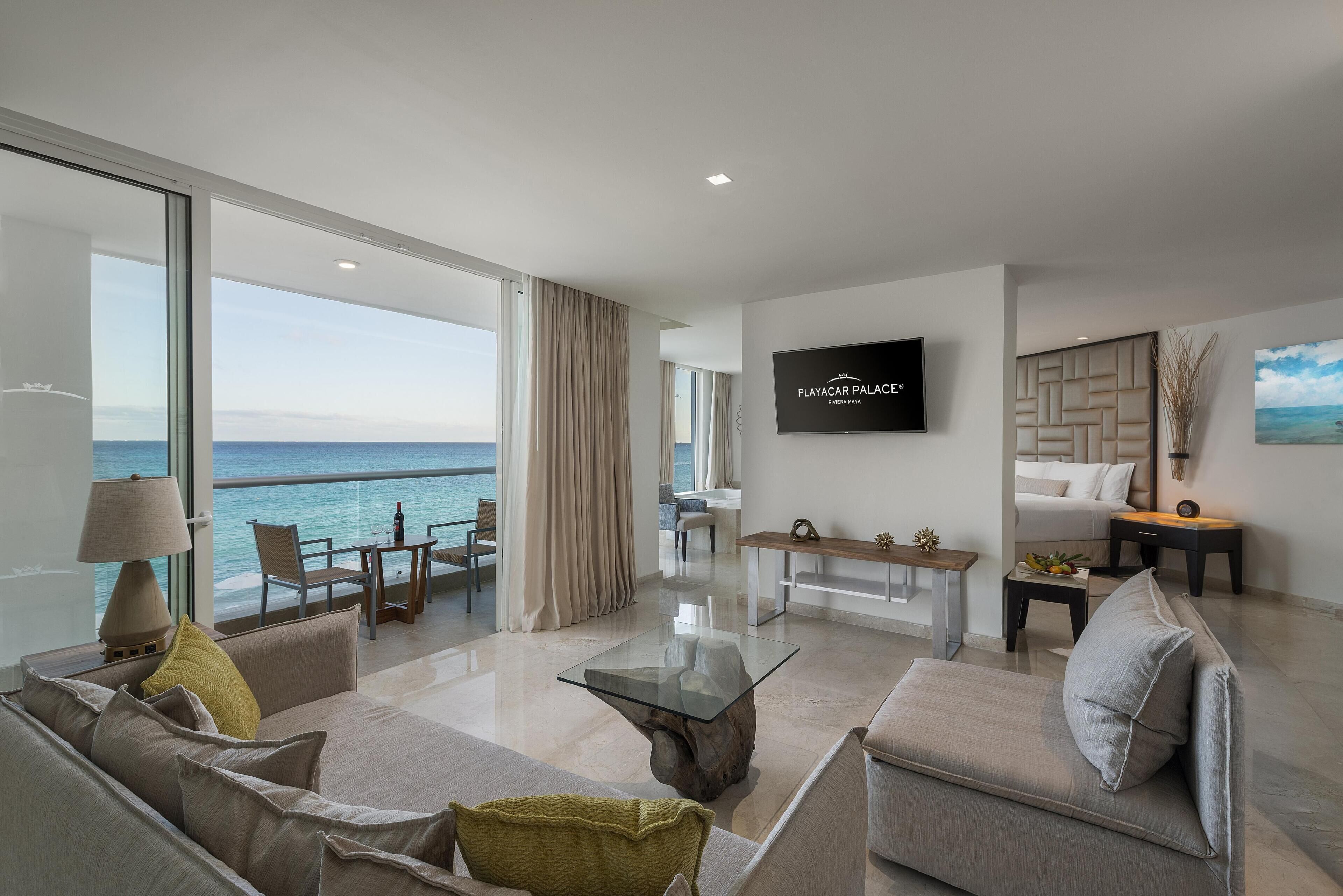 Suíte superior, 1 cama King, vista para o oceano | Roupas de cama premium, frigobar (abastecido com itens grátis)