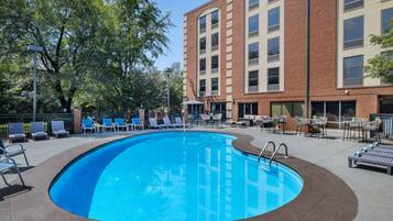 Seasonal outdoor pool, open 9 AM to 9:00 PM, sun loungers