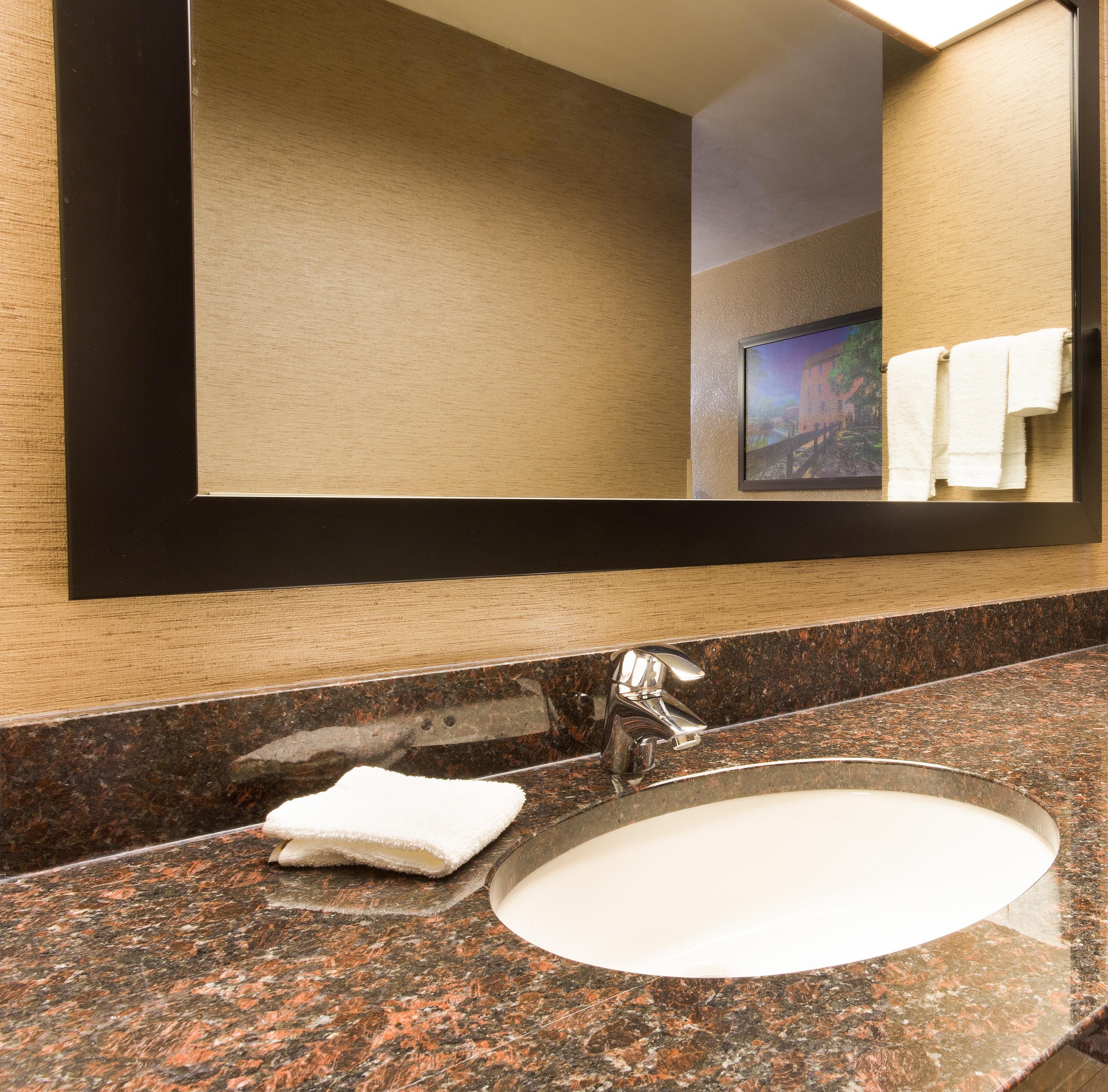 combined shower/bathtub, free toiletries, hair dryer, towels