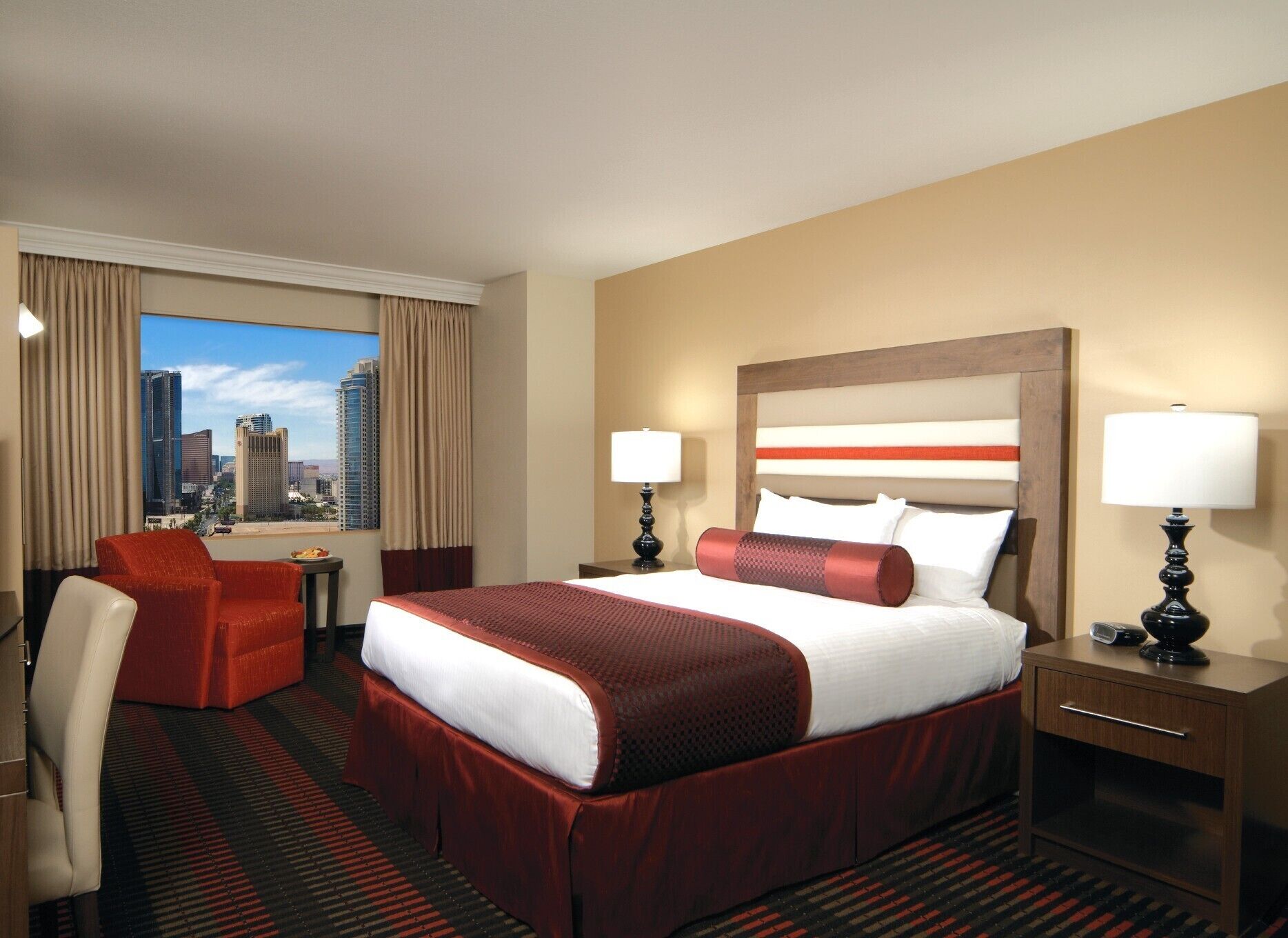 Room Type assigned at check-in | Premium bedding, desk, blackout drapes, WiFi (free)