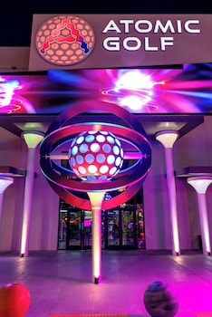 Indoor golf driving range at The STRAT Hotel, Casino & Tower