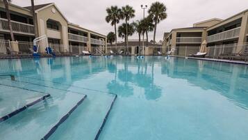 Outdoor pool, sun loungers