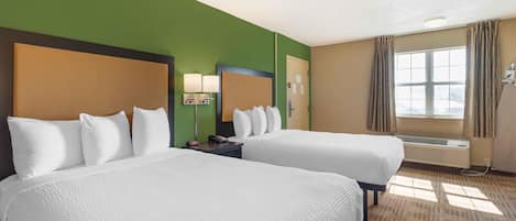 Studio, 2 Double Beds, Non Smoking | Pillowtop beds, desk, laptop workspace, blackout drapes