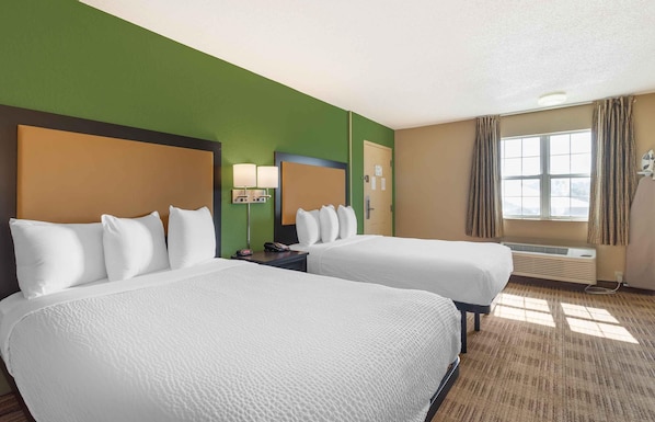 Studio, 2 Double Beds, Non Smoking | Pillowtop beds, desk, laptop workspace, blackout drapes