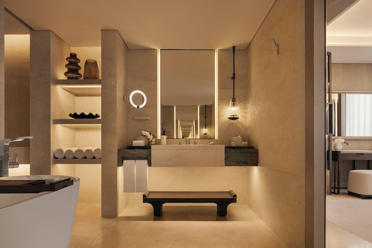 presidential suite | bathroom | separate bathtub and shower, deep-soaking bathtub, free toiletries