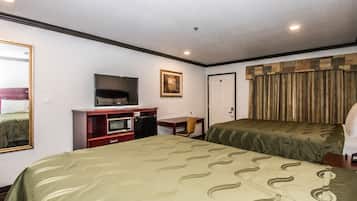Desk, blackout drapes, iron/ironing board, rollaway beds