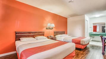 Desk, free WiFi, bed sheets