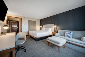 Premium bedding, pillowtop beds, desk, laptop workspace